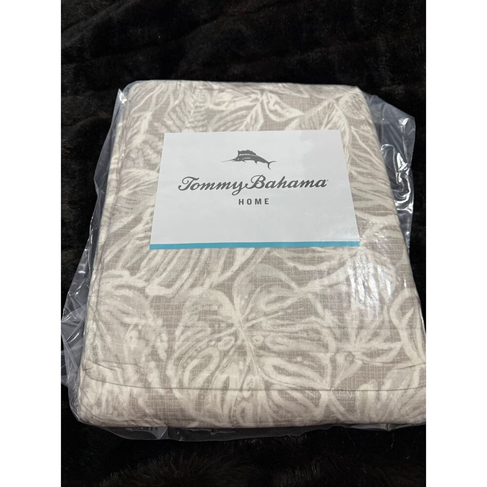 Tommy Bahama Neutral Cream Tropical Leaf Quilt